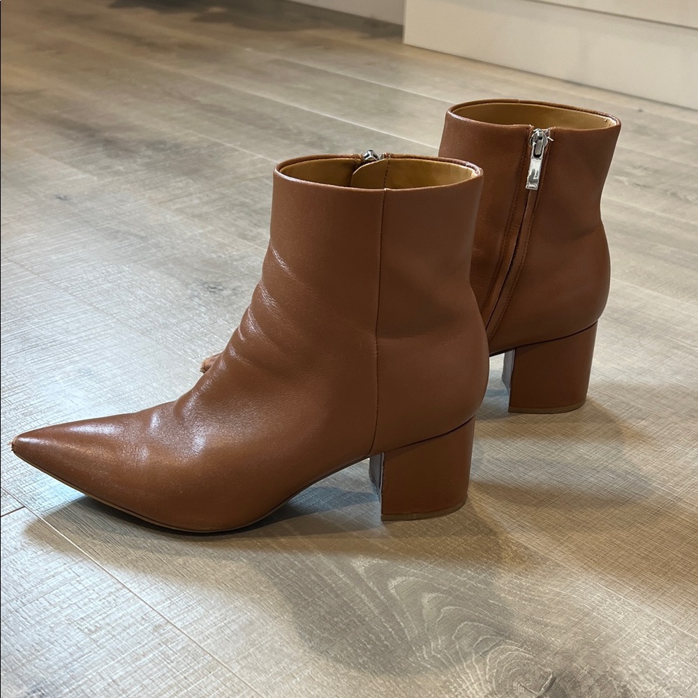 Marc Fisher Brown Leather Pointed Toe Ankle Boots - Picture 3 of 7